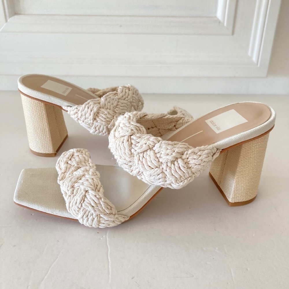 NWOT Dolce Vita Anthropologie Creme Braided Straps Play Heels Sz 10